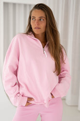 Quarter Zip Sweatshirt | Pink