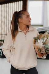 Quarter Zip Sweatshirt | Sand Quarter Zip Sweatshirt | Sand