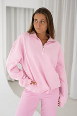 Quarter Zip Sweatshirt | Pink Quarter Zip Sweatshirt | Pink