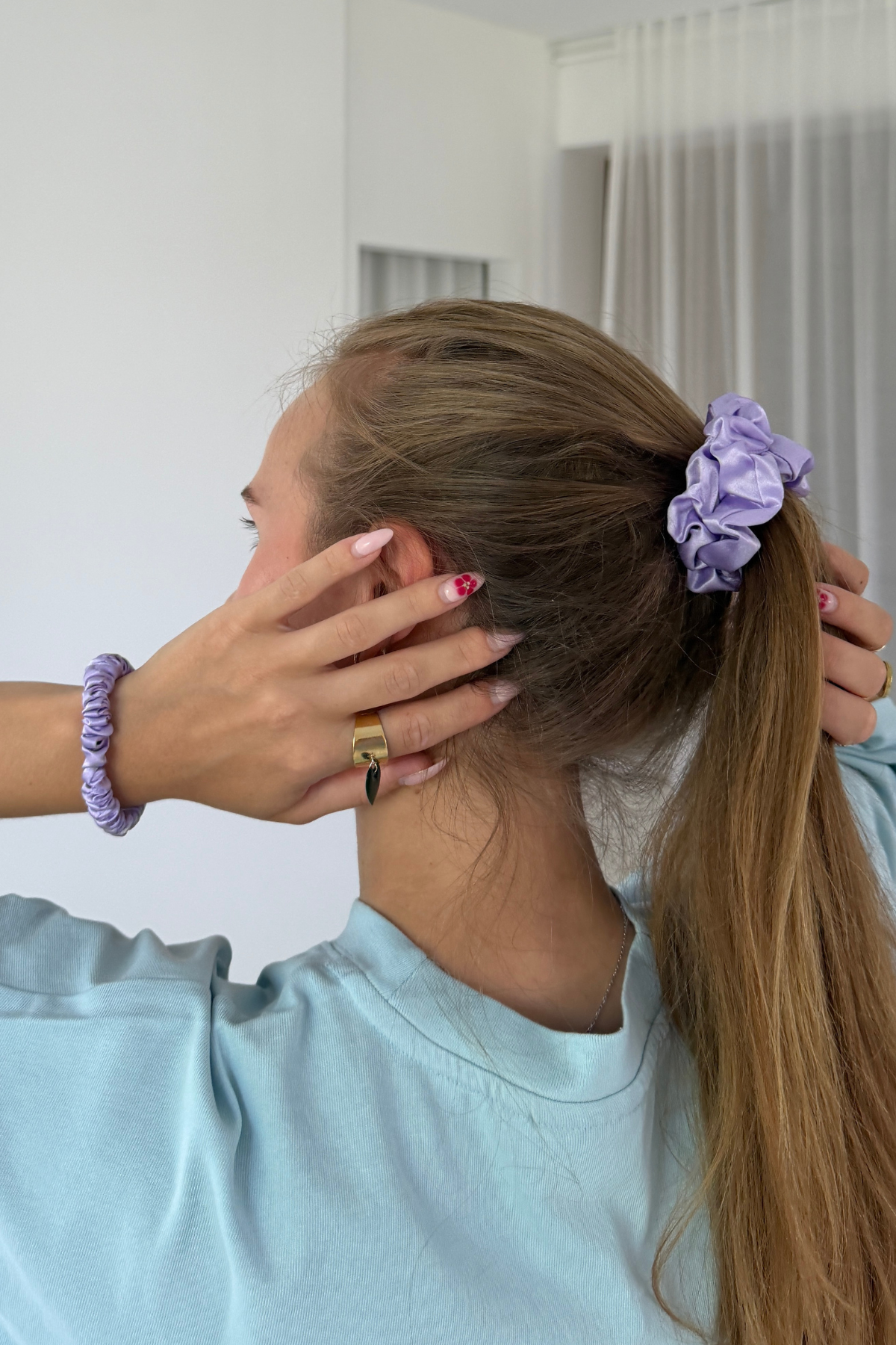 Silk Scrunchies 3er Set | Lavender
