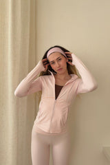 Long Sleeve Zip Jacke | Soft Pink