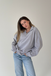 Quarter Zip Sweatshirt | Light Grey