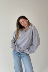 Quarter Zip Sweatshirt | Light Grey
