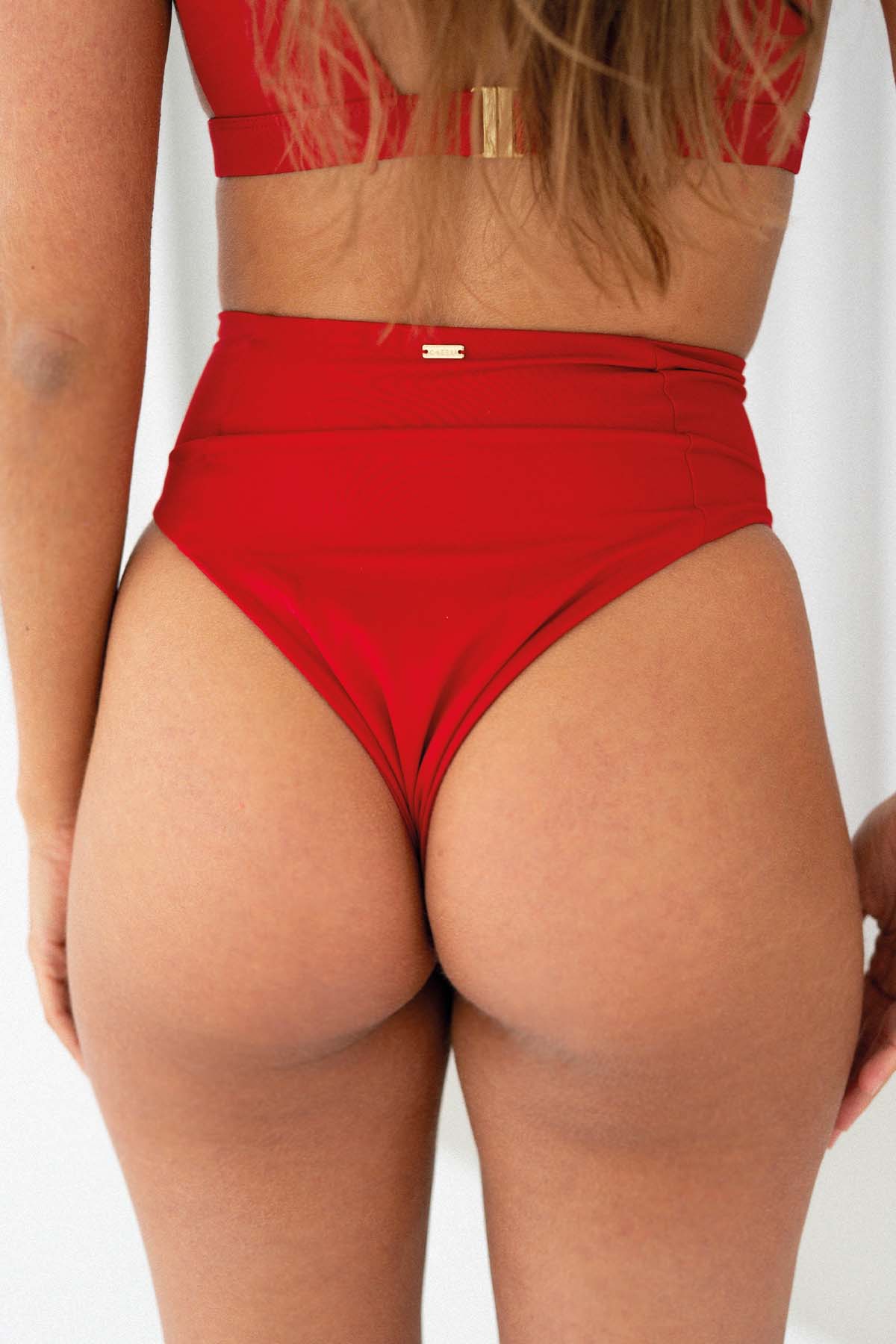 High Rise Bikini Hose | Cherry Red