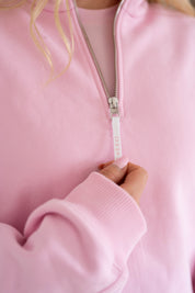 Quarter Zip Sweatshirt | Pink