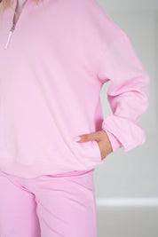 Quarter Zip Sweatshirt | Pink