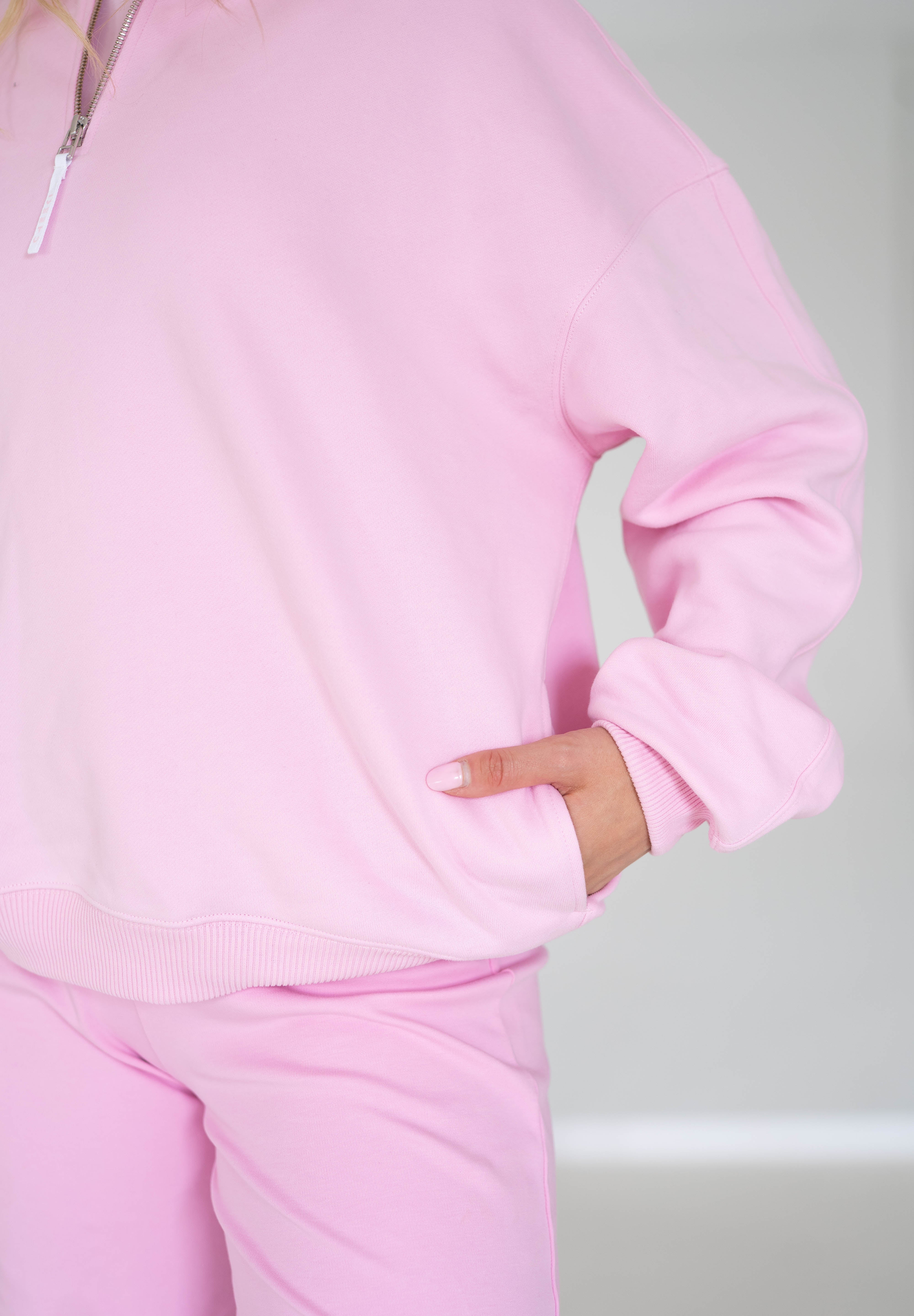 Quarter Zip Sweatshirt | Pink