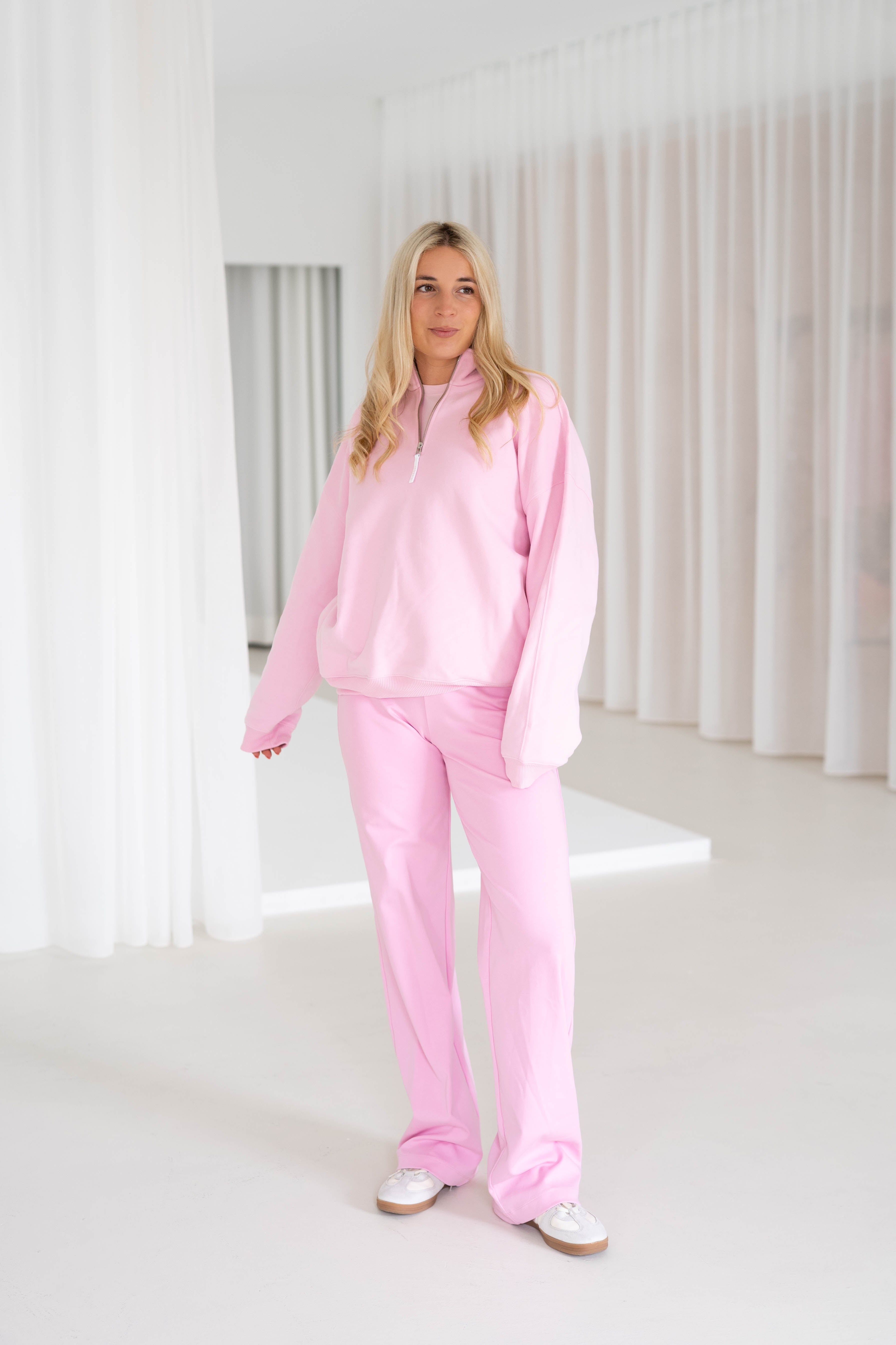 Quarter Zip Sweatshirt | Pink