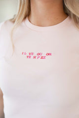 Ribbed Crop T-Shirt | I Love You More Than Pizza