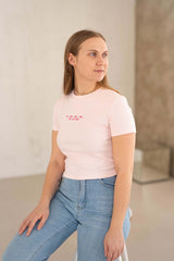 Ribbed Crop T-Shirt | I Love You More Than Pizza
