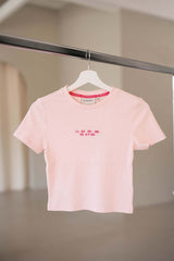 Ribbed Crop T-Shirt | I Love You More Than Pizza