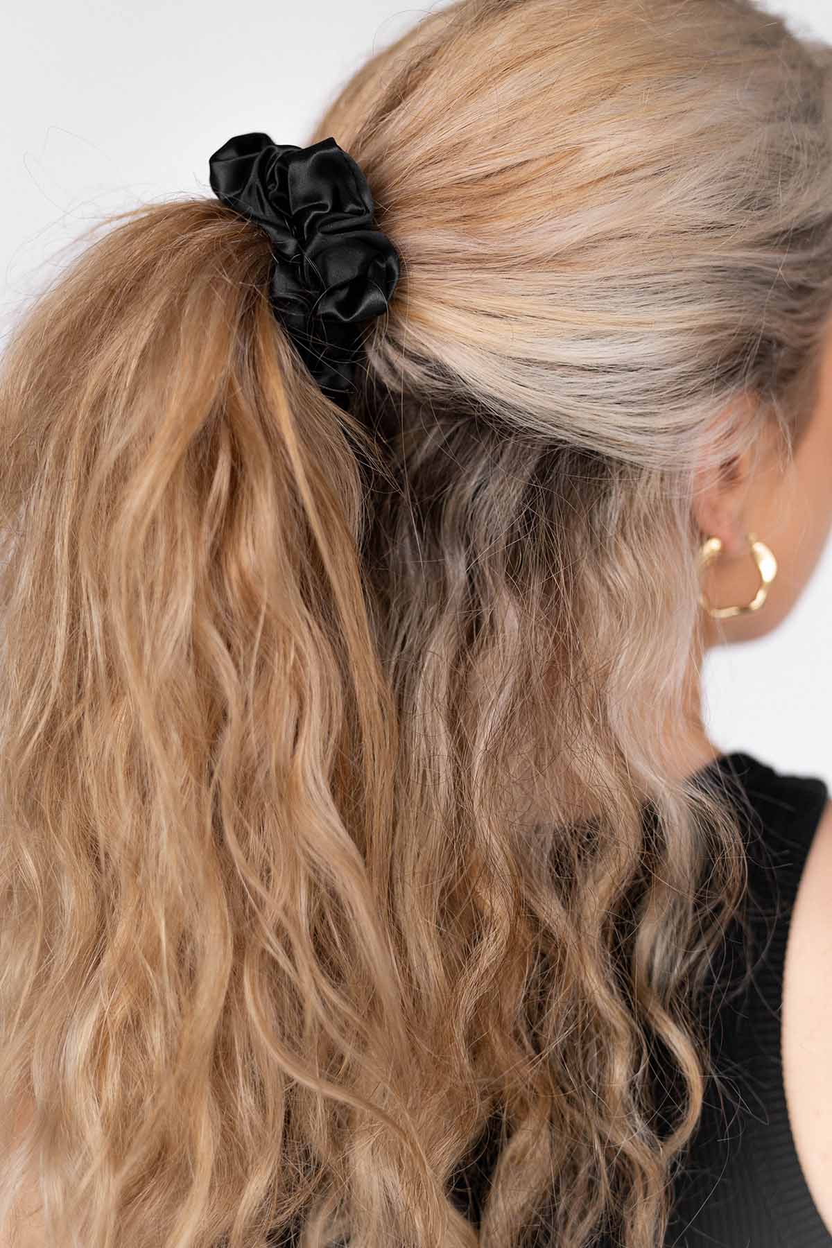 Midi Silk Scrunchie | Black