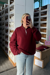 Quarter Zip Sweatshirt | Santa Red
