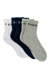 Socken | 3er Pack | Grau - Blau - Weiss