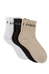 Socken | 3er Pack | Braun - Beige - Weiss