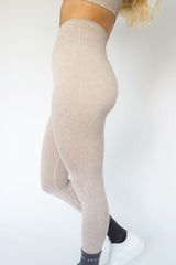 SEAMLESS RIBBED LEGGINGS | SAND